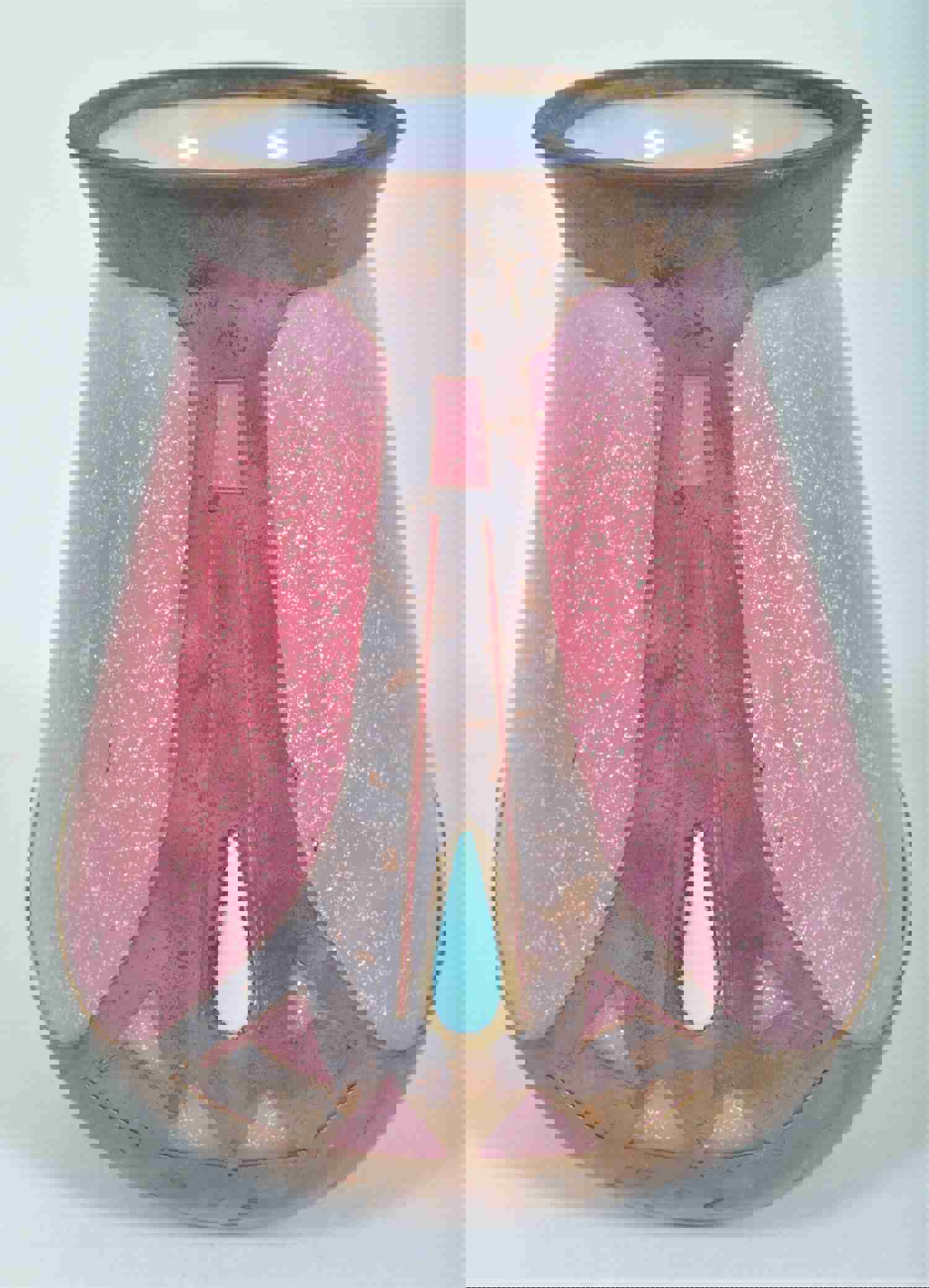 Antique Arts & Crafts Glass Vase with Metal Mounts by Frederic Carder, Circa 1905