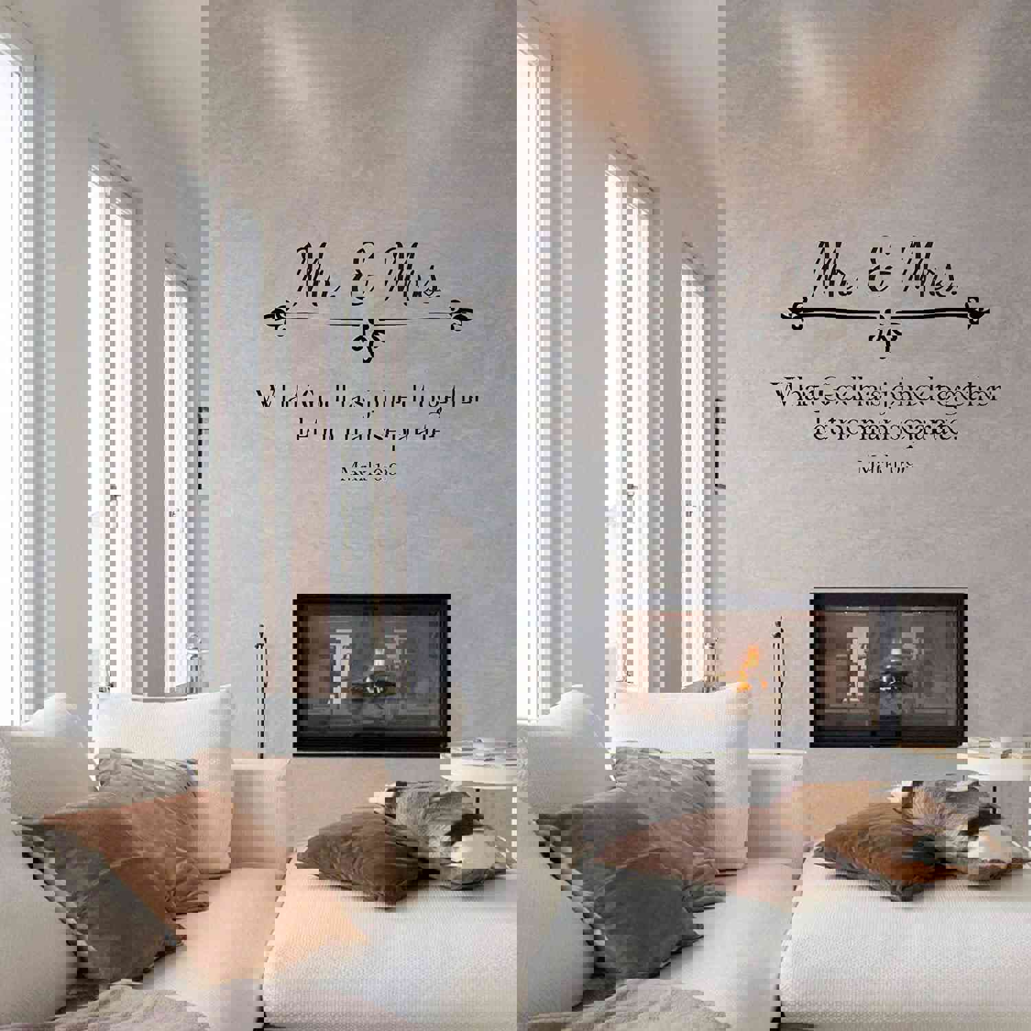 Religious Quotes Vinyl Wall Sticker - Mr and Mrs Mark 10:9 Bible Verse Decal