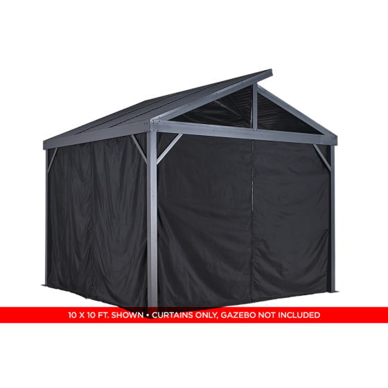 Sojag Sanibel Gazebo Curtains, 8 ft. x 8 ft., Black - Privacy & Shade Solution