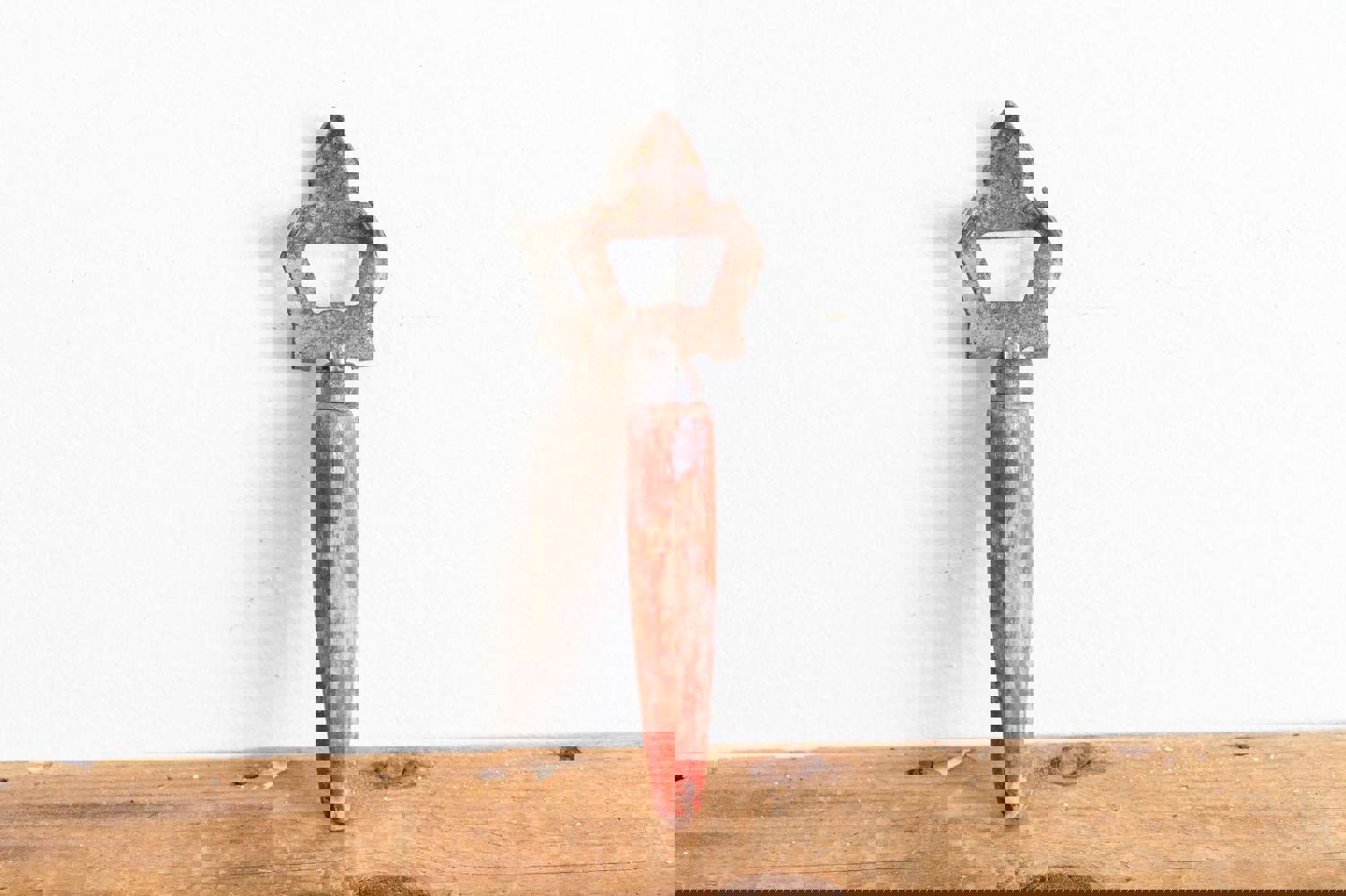 Vintage Red Primitive Can and Bottle Opener - Rustic Kitchen Decor