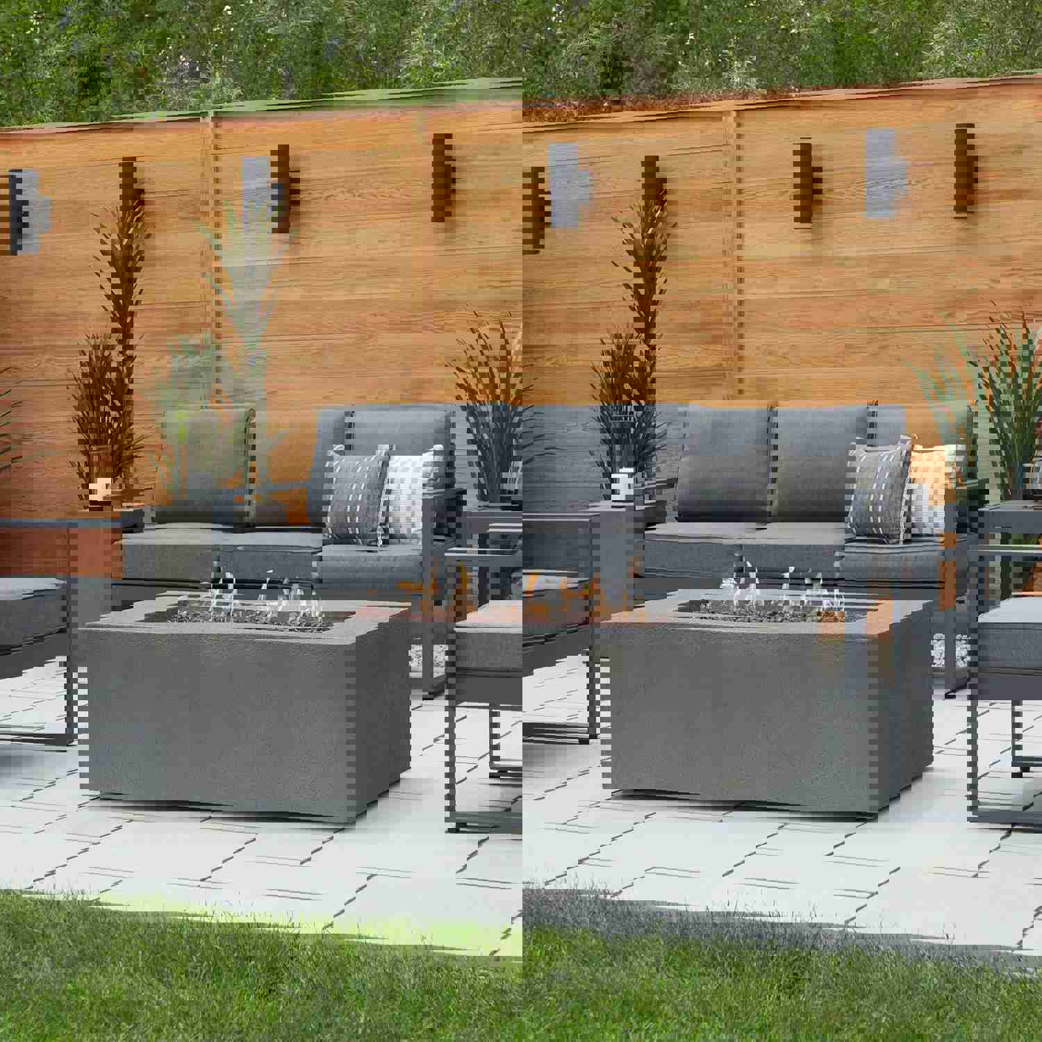 Real Flame Baltic Rectangle Propane Fire Pit Table | 9750LP-GLG