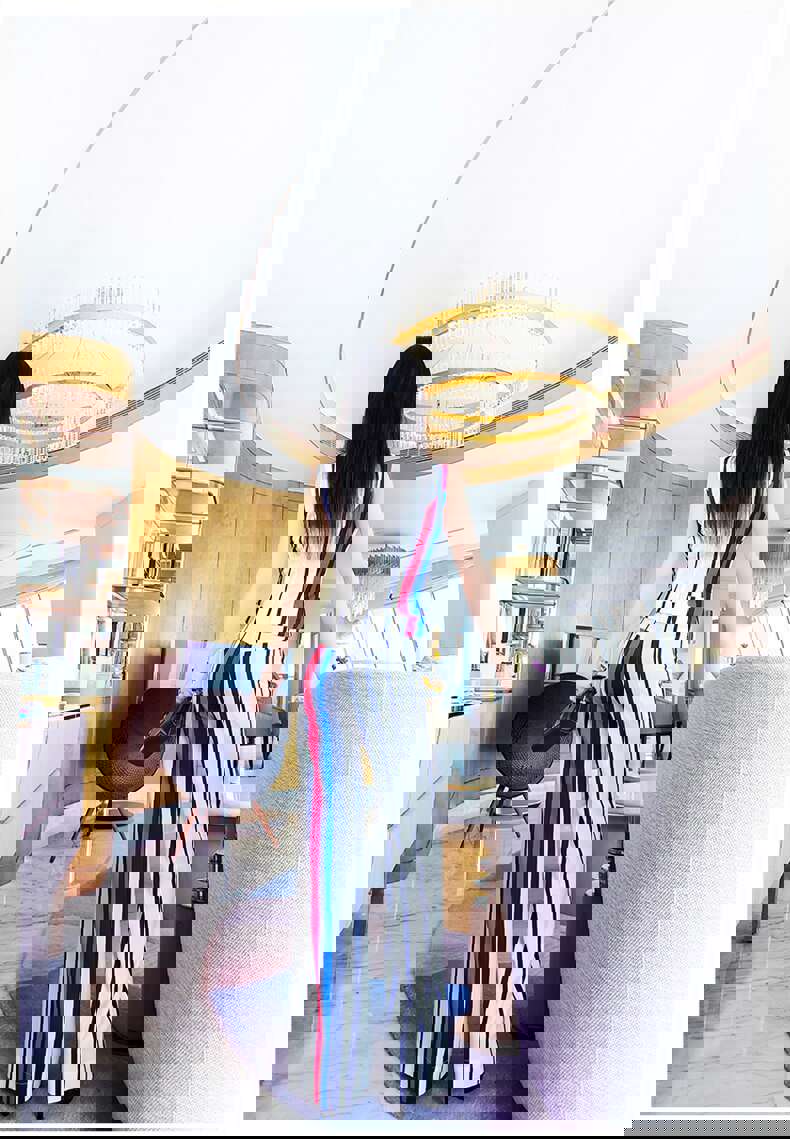 New Summer Office Lady Fashion Casual Brand Women Girls Skinny Sleeveless Striped Suits Sets Clothing