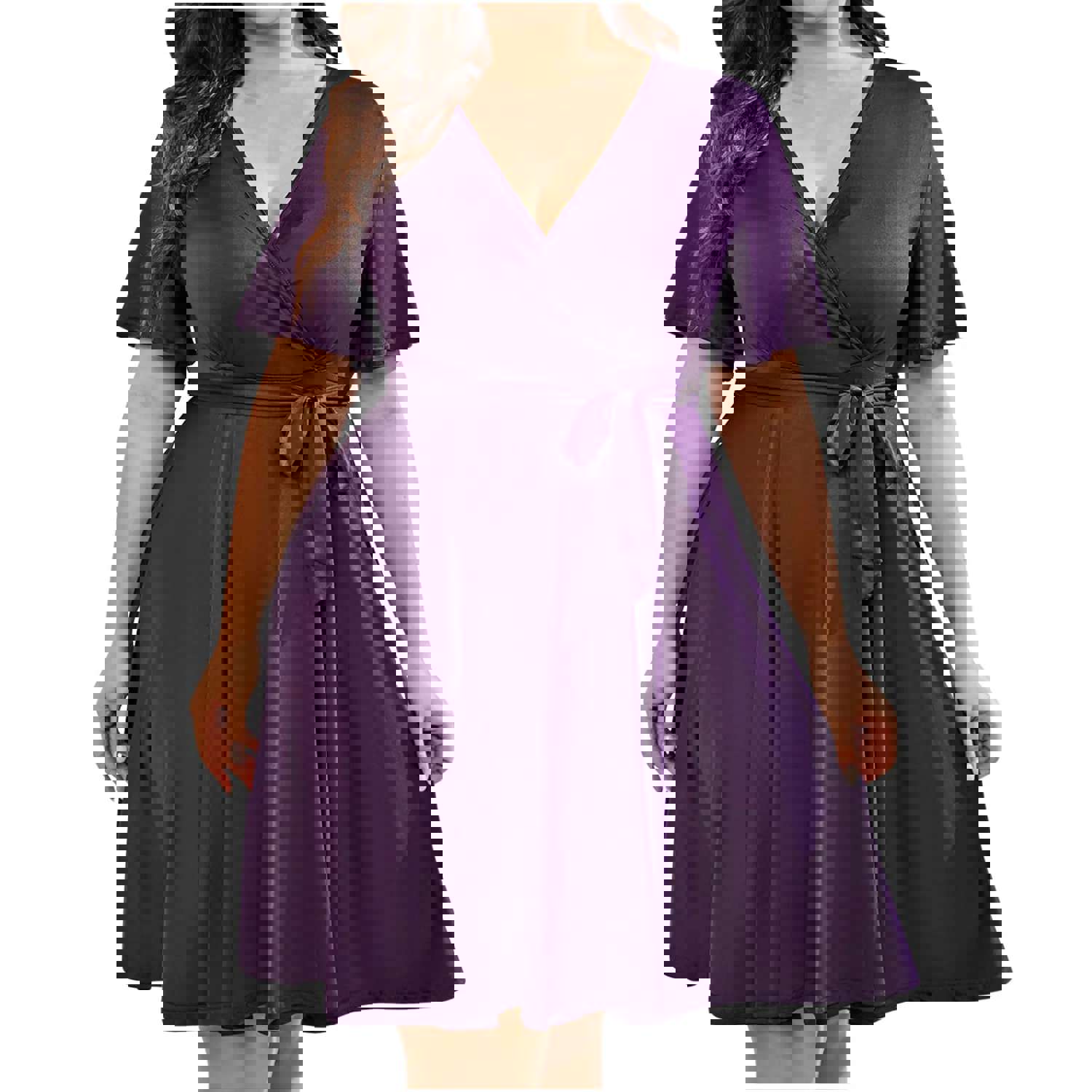 Nukty Ladies Elegant French Midi Dresses - Plus Size V-Neck Vintage White Dress