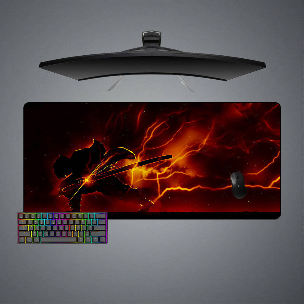 Demon Slayer Zenitsu Dark Design Gaming Mouse Pad - M-XXL Size for Computer Desk