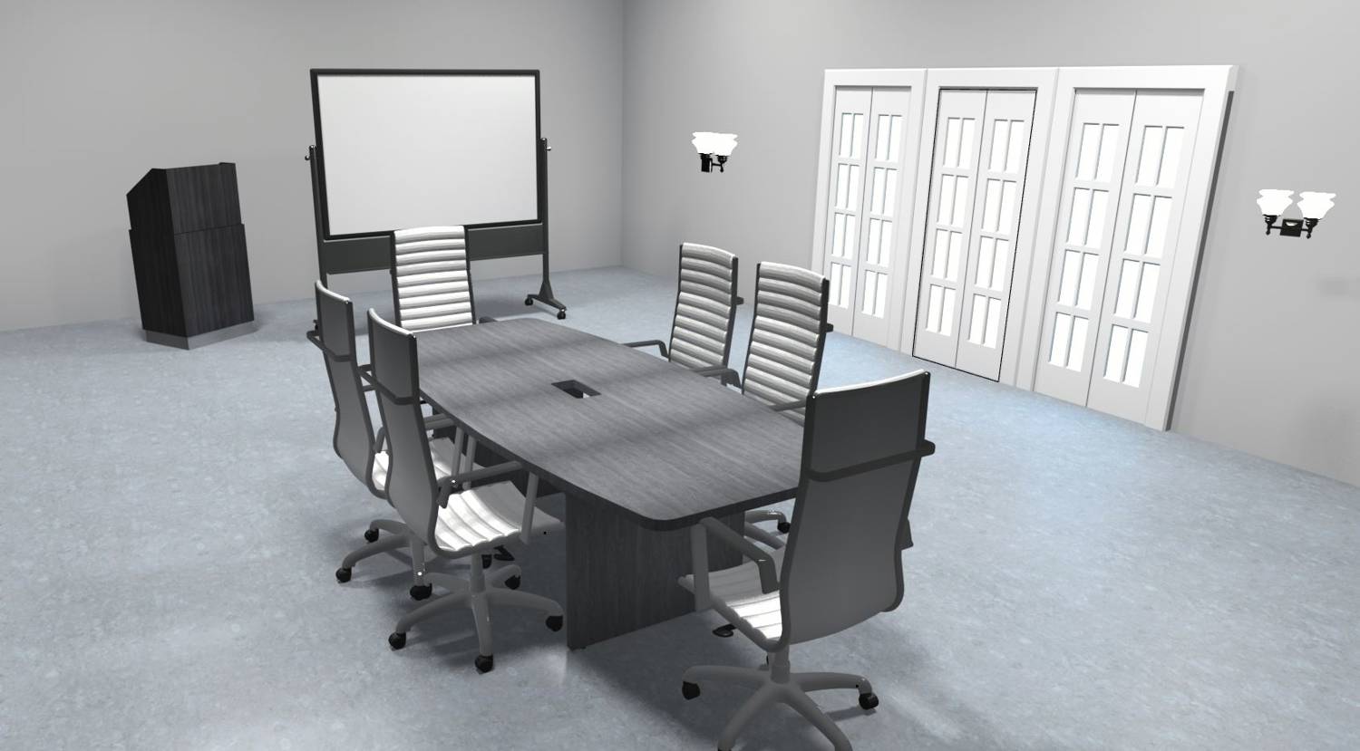 Sheridan 8-Ft. Boat-Shaped Conference Table with Silver Rectangular Grommet, 94.5Wide x 43Deep x 30High, Stone Gray