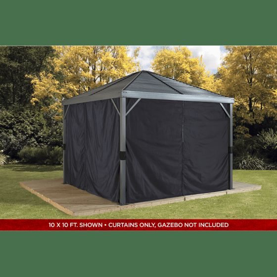 Sojag Sanibel Gazebo Curtains, 8 ft. x 8 ft., Black - Privacy & Shade Solution