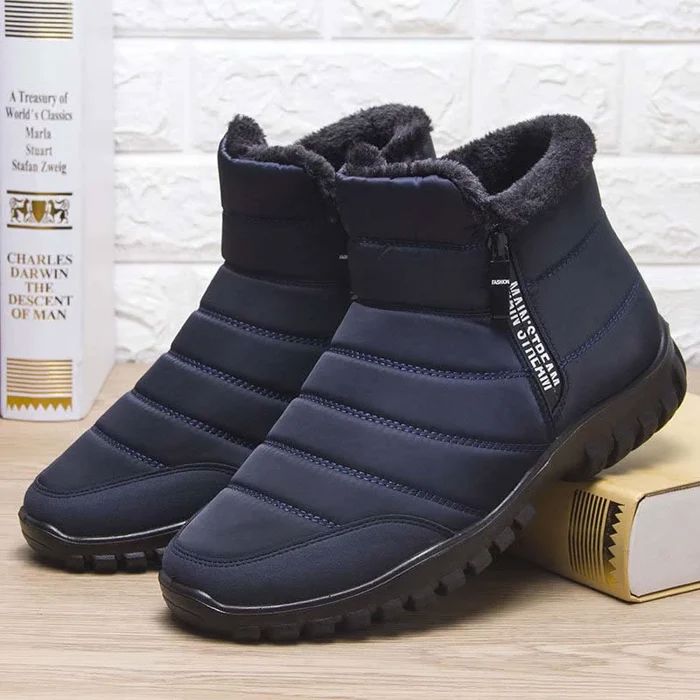 Men's Waterproof Warm Cotton Zipper Snow Ankle Boots (Size 39-47)