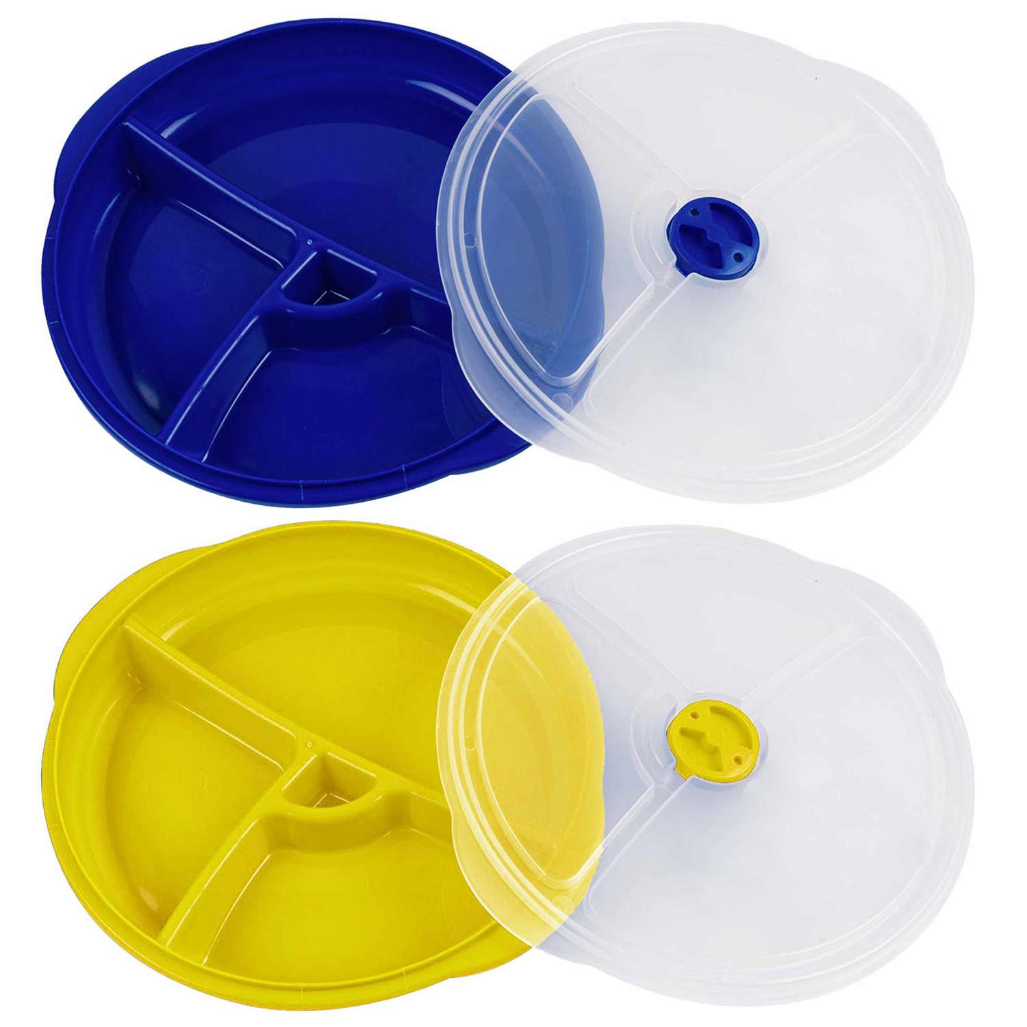 4-Pack 3-Section Food Storage Plate for Healthy Portion Control Meal Prep