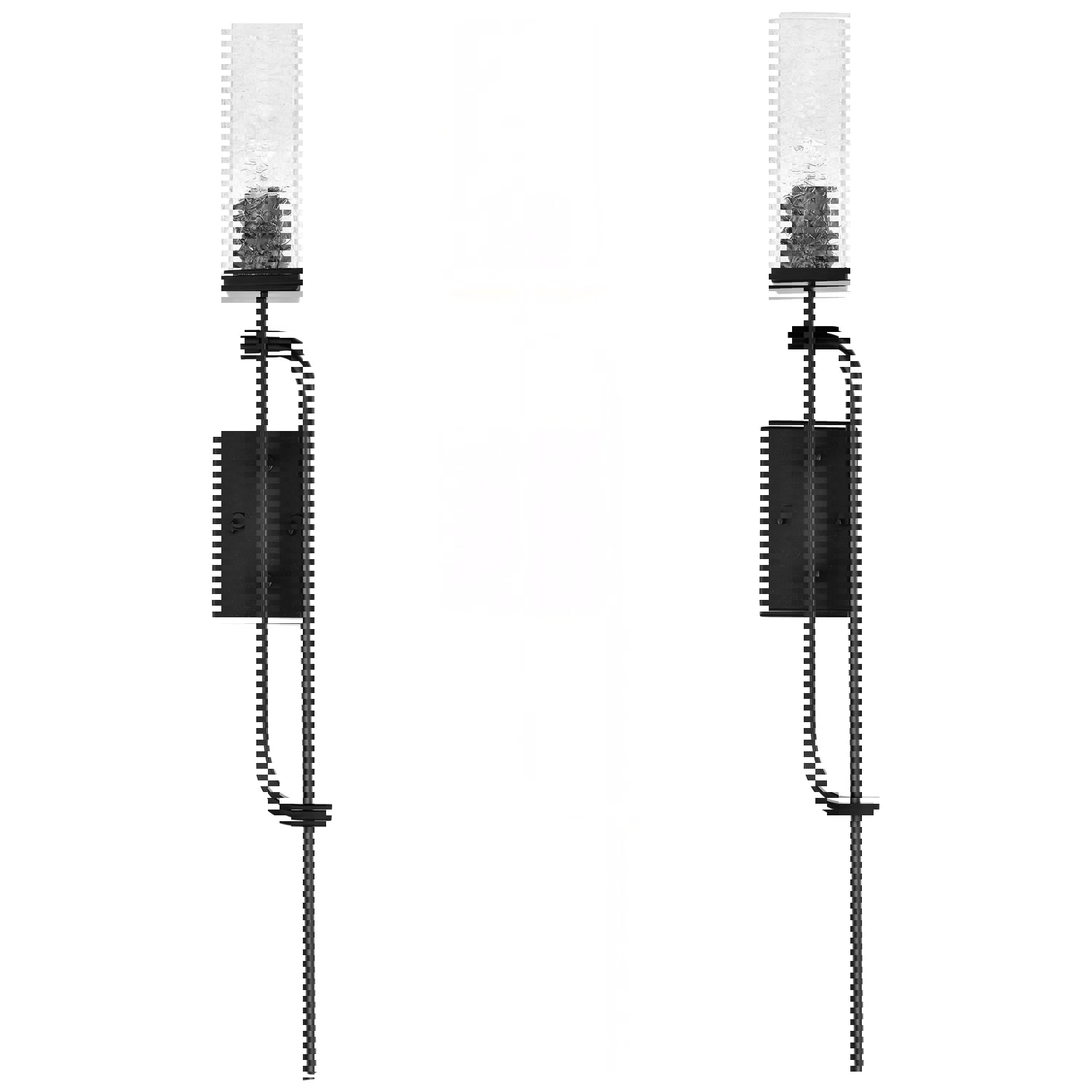 SATCO/NUVO Terrace 1 Light Wall Sconce Matte Black Finish Crackel Glass (60-7748)