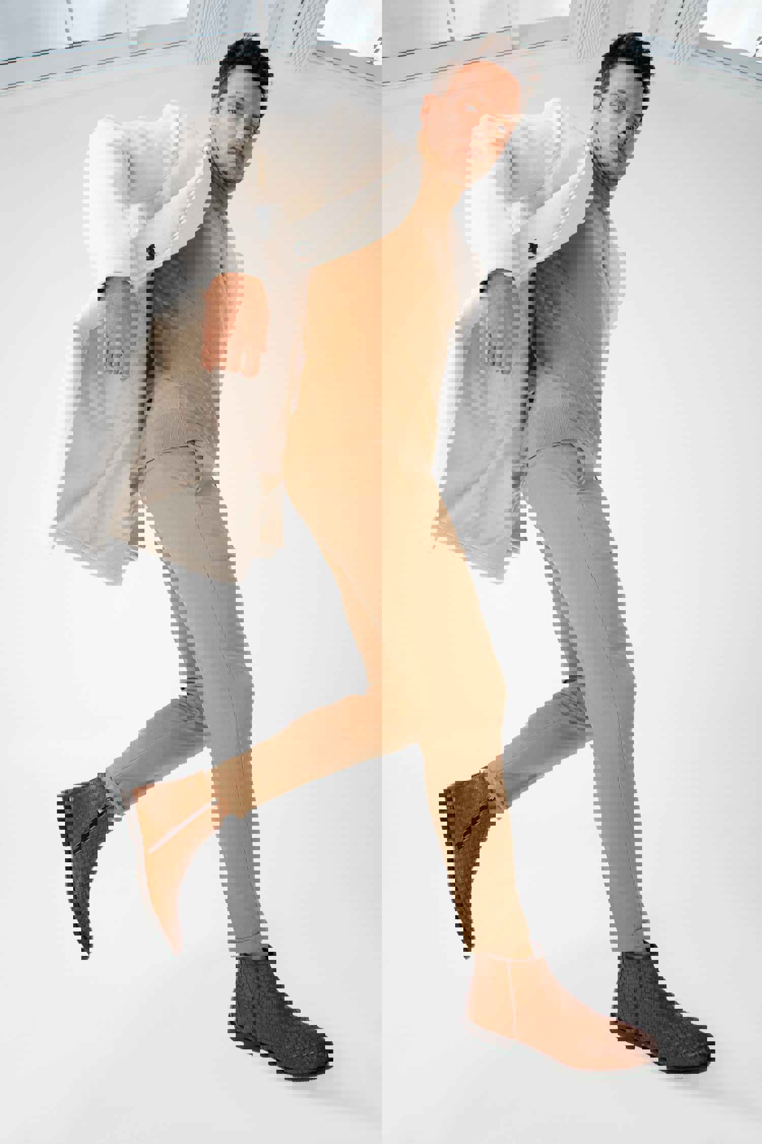 Wellington Tan Handwoven Leather Men Boot with Zipper