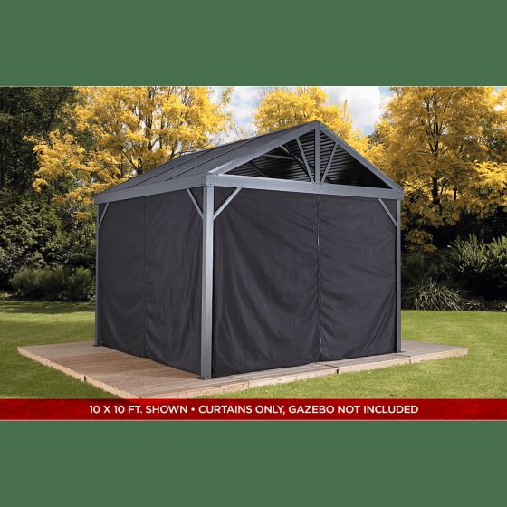 Sojag Sanibel Gazebo Curtains, 8 ft. x 8 ft., Black - Privacy & Shade Solution