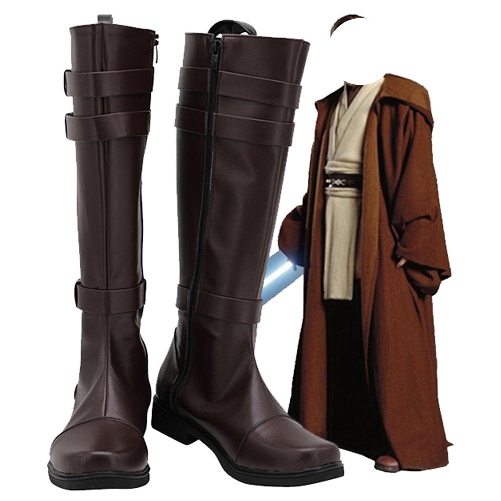 Jedi Knight Obi-Wan Kenobi Cosplay Shoes Boots for Halloween Costume Accessory