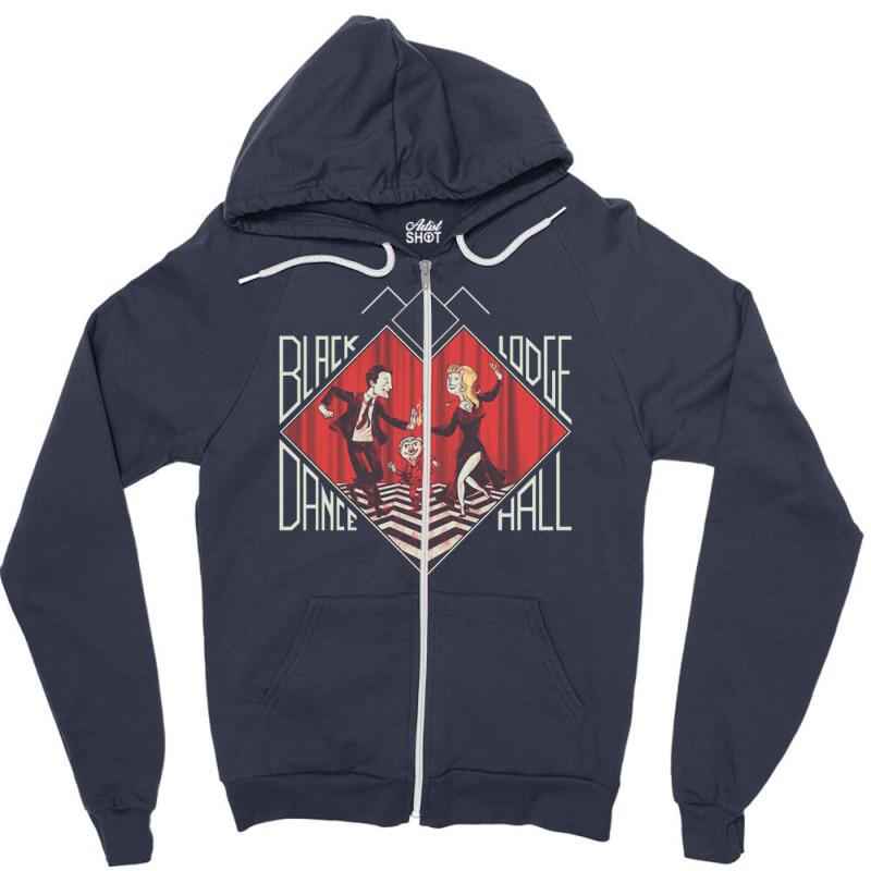 Black Lodge Dance Hall Zipper Hoodie by MDK ART