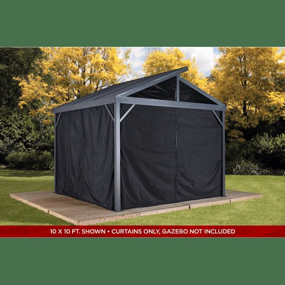 Sojag Sanibel Gazebo Curtains, 8 ft. x 8 ft., Black - Privacy & Shade Solution