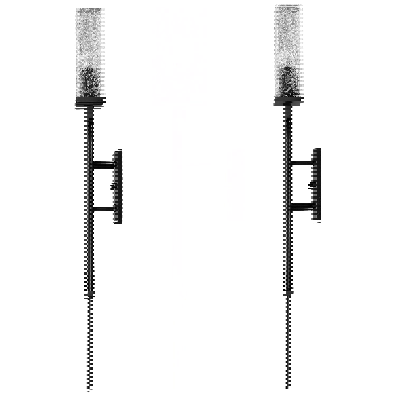 SATCO/NUVO Terrace 1 Light Wall Sconce Matte Black Finish Crackel Glass (60-7748)