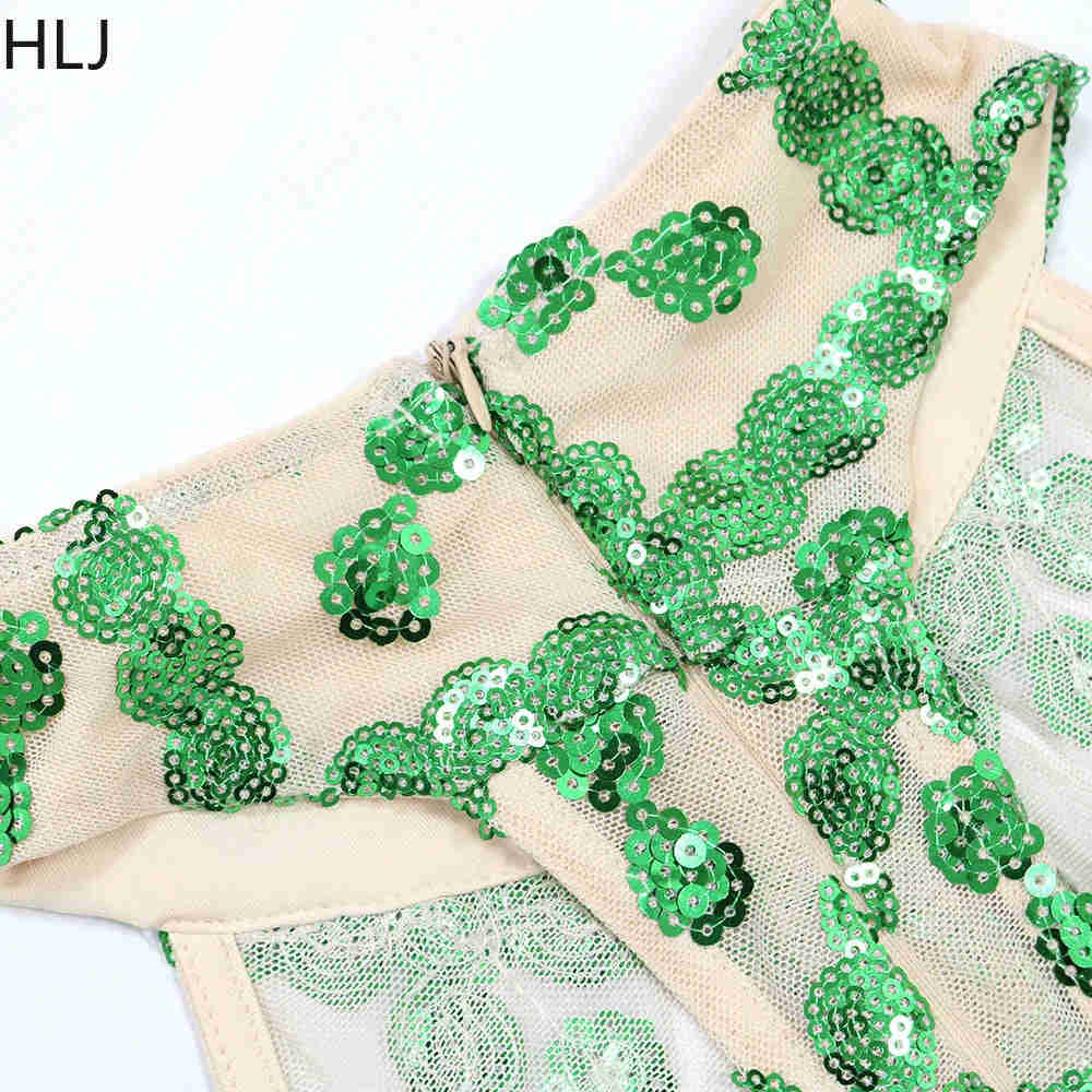 Fashion Mesh Perspective Sequin Bodycon Party Dress