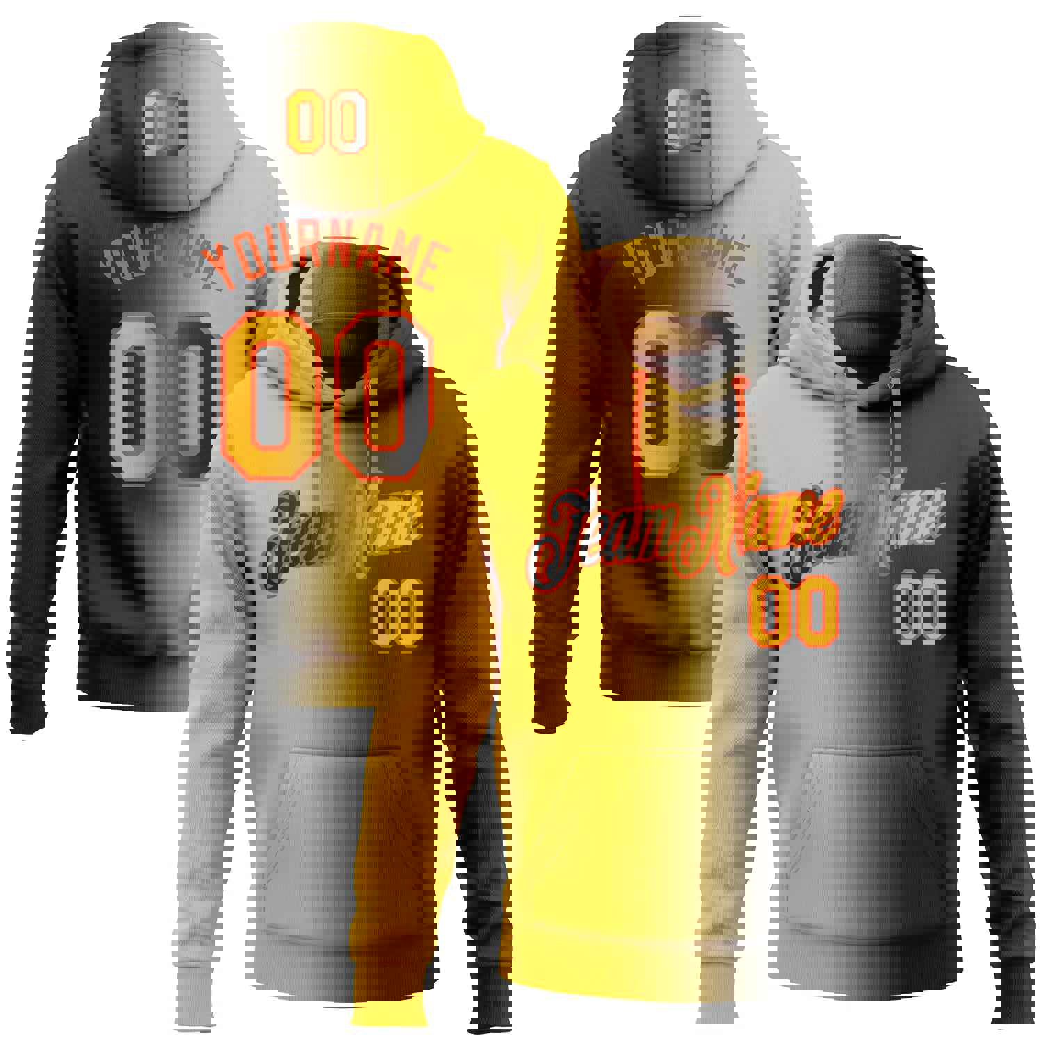 Custom Stitched Black Gold-Orange Gradient Fashion Sports Pullover Sweatshirt Hoodie