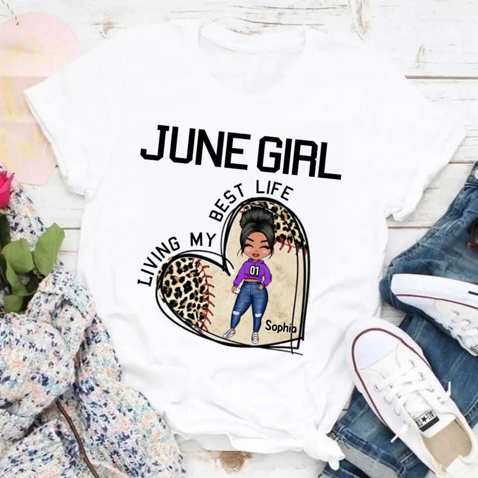 June Birthday Shirt for Women - Custom Baseball Lover Tee