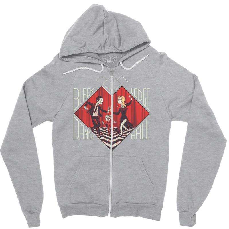 Black Lodge Dance Hall Zipper Hoodie by MDK ART