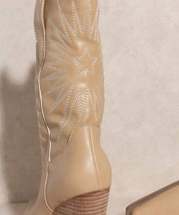 Starburst Embroidery Cowgirl Boots