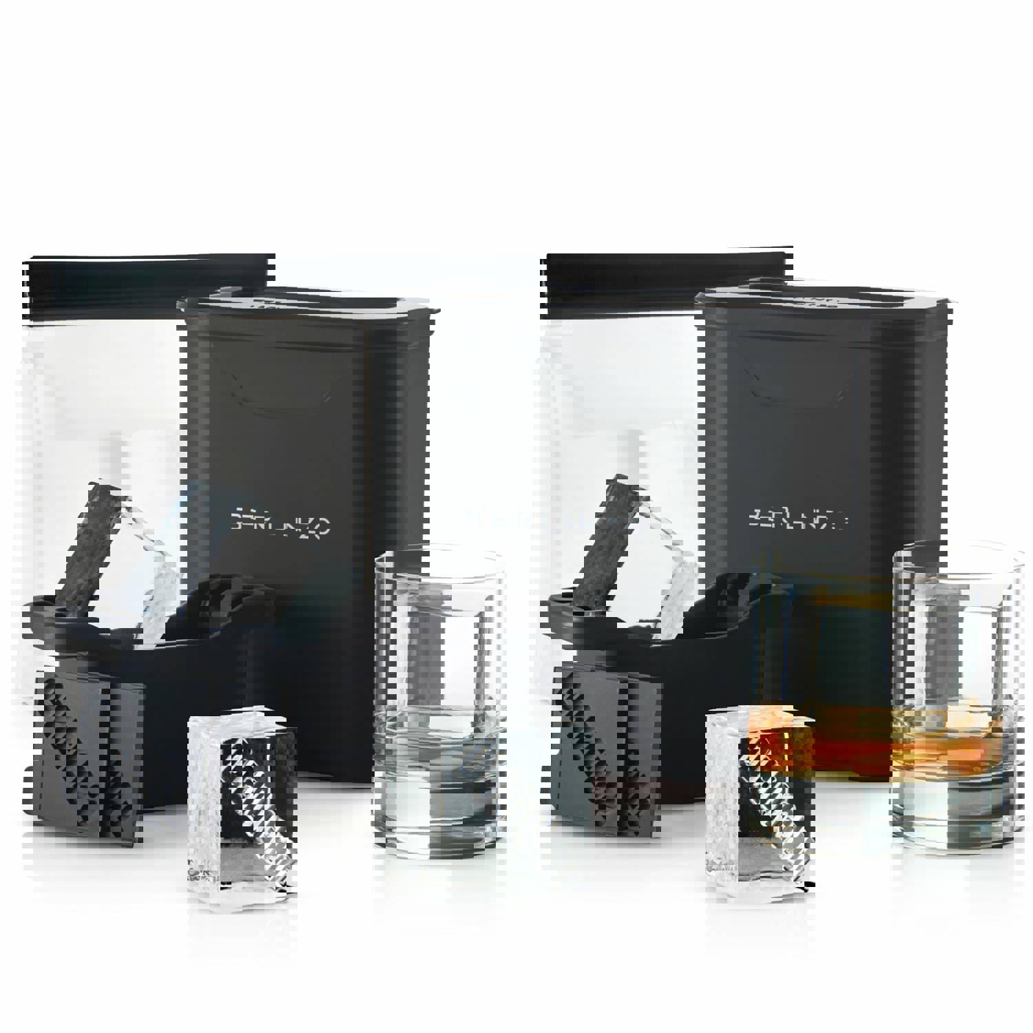 Berlinzo Premium Clear Ice Cube Maker [2024 Upgraded] - 2.1-inch Crystal Clear Ice Balls for Whiskey & Cocktails