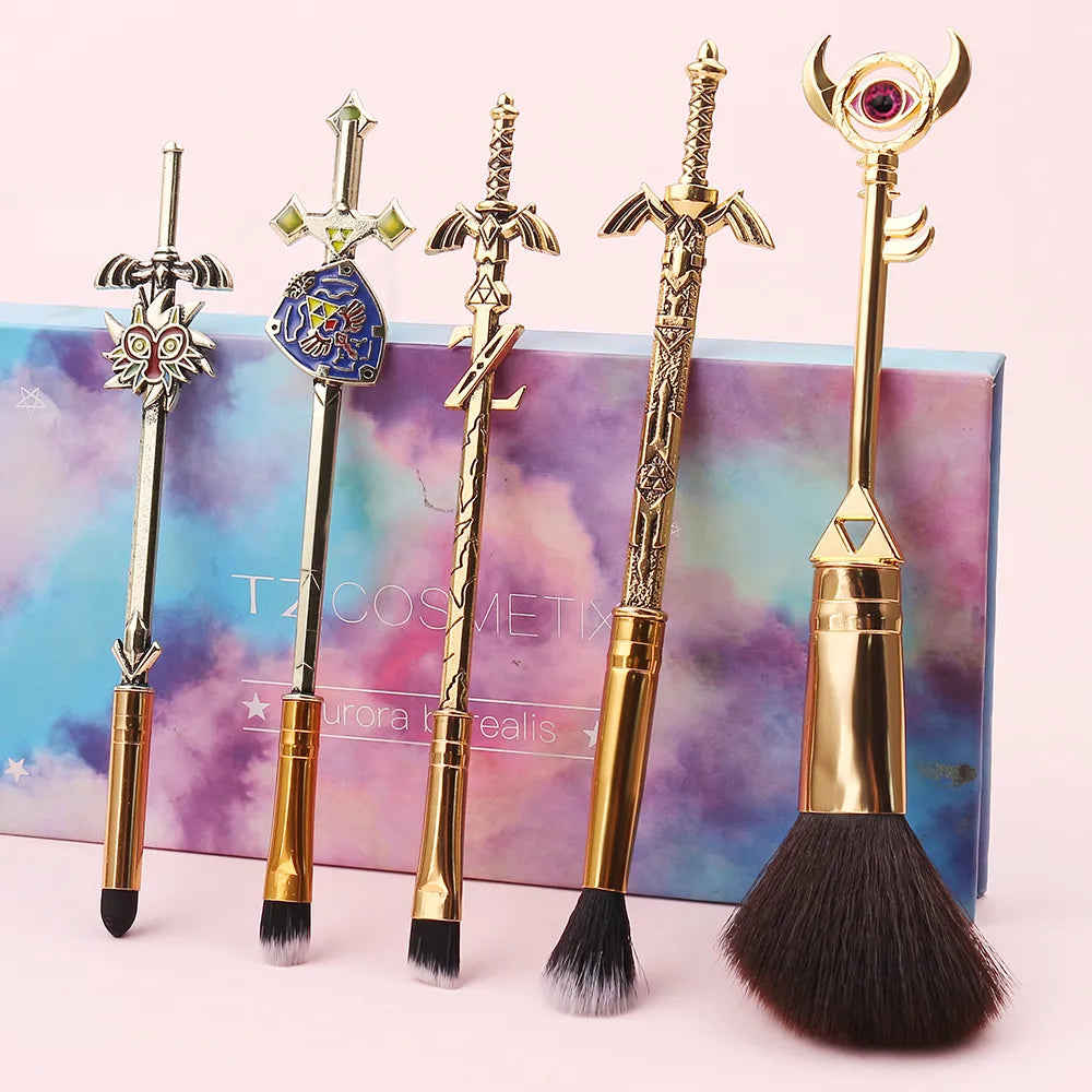 5pcs/Set The Legend of Zelda Makeup Brushes - Power Eye Shadow Highlight Brushes for Women, Beauty Tool, Cosplay Props