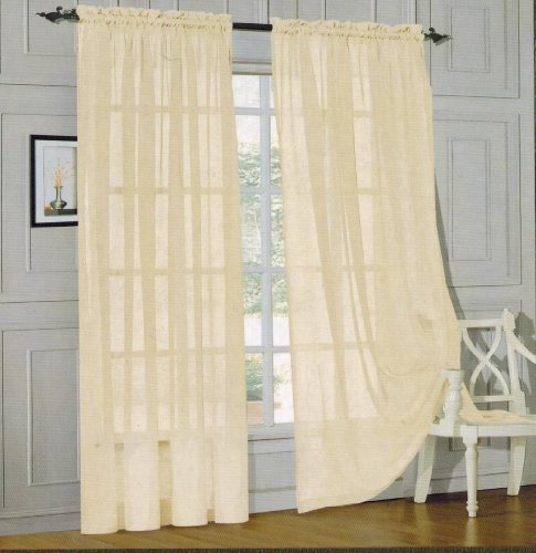 2-Piece Sheer Window Curtain Panels with 2 Inch Rod Pocket