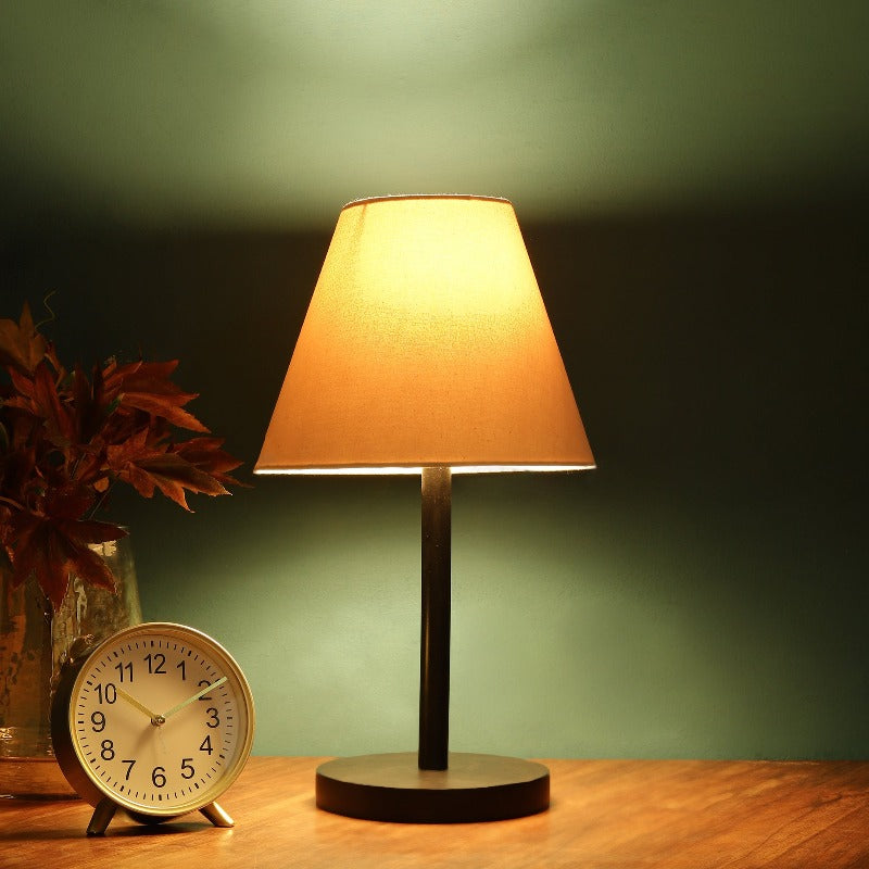 BTR CRAFTS Raven Black Metal Table Lamp with Conical Lampshade for Modern Home Decor