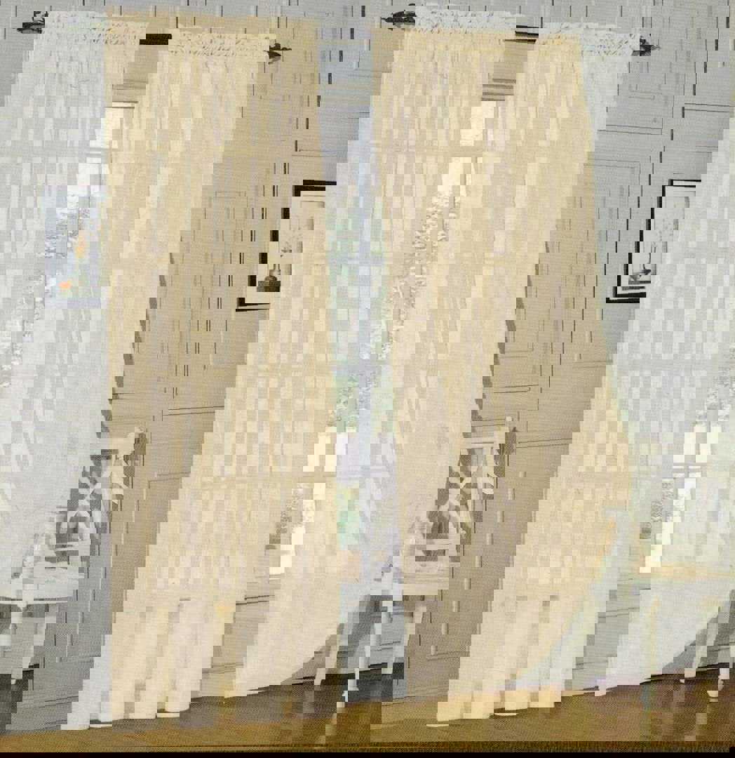 2-Piece Sheer Window Curtain Panels with 2 Inch Rod Pocket