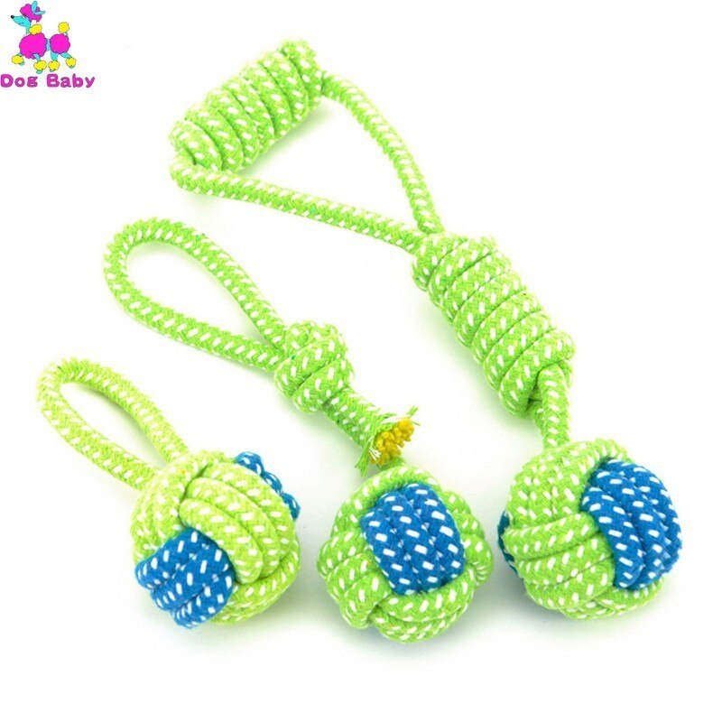 1PC Eco-Friendly Dog Chew Toy - Green Rope Ball for Teeth Cleaning & Training