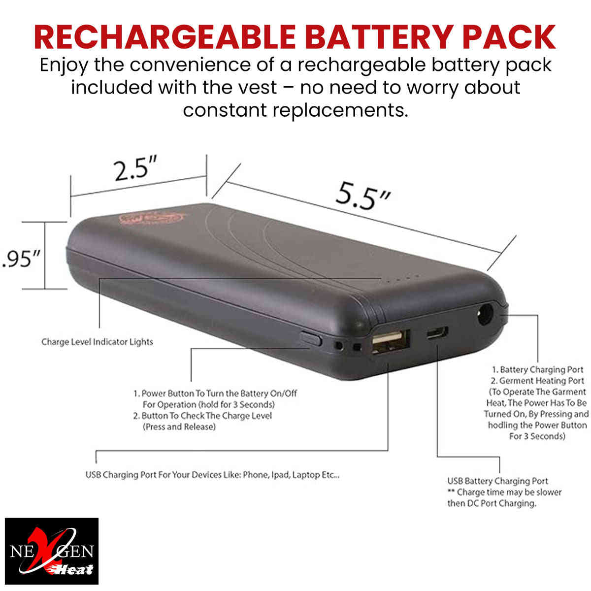 Nexgen Heat Womens NXL4301SET Puffer Black Heated Vest with Rechargeable Battery