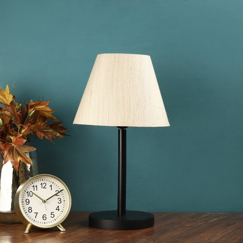 BTR CRAFTS Raven Black Metal Table Lamp with Conical Lampshade for Modern Home Decor