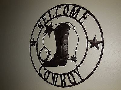 24 Welcome Cowboy Boot Stars Metal Wall Art - Western Home Decor