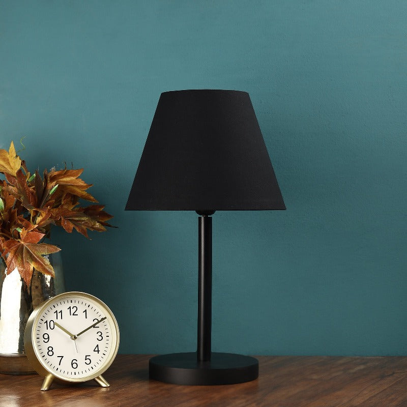 BTR CRAFTS Raven Black Metal Table Lamp with Conical Lampshade for Modern Home Decor