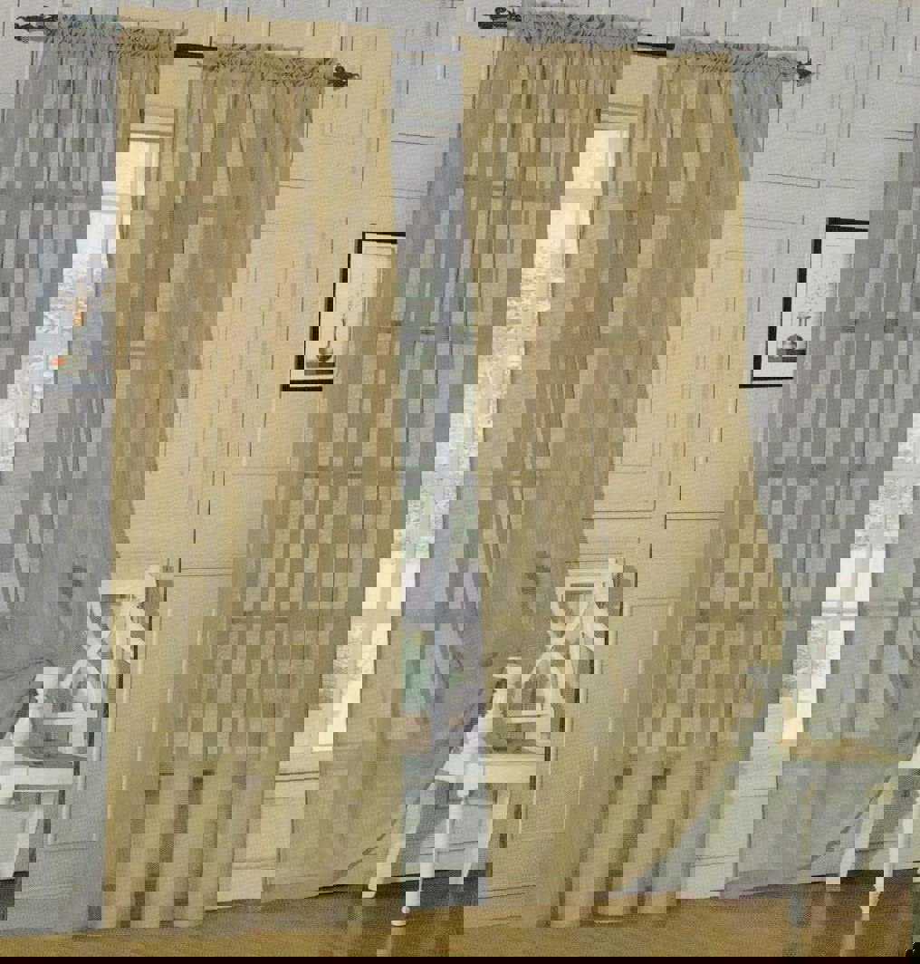 2-Piece Sheer Window Curtain Panels with 2 Inch Rod Pocket