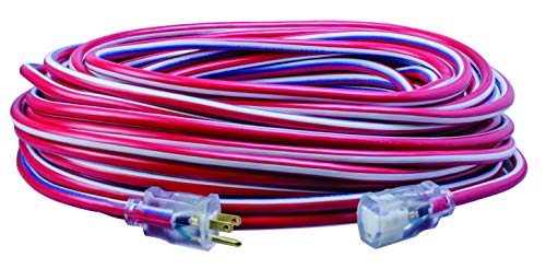 Southwire 2549 100-Feet Contractor Grade Extension Cord, 12/3, Lighted End, Red White and Blue, Indoor/Outdoor Use