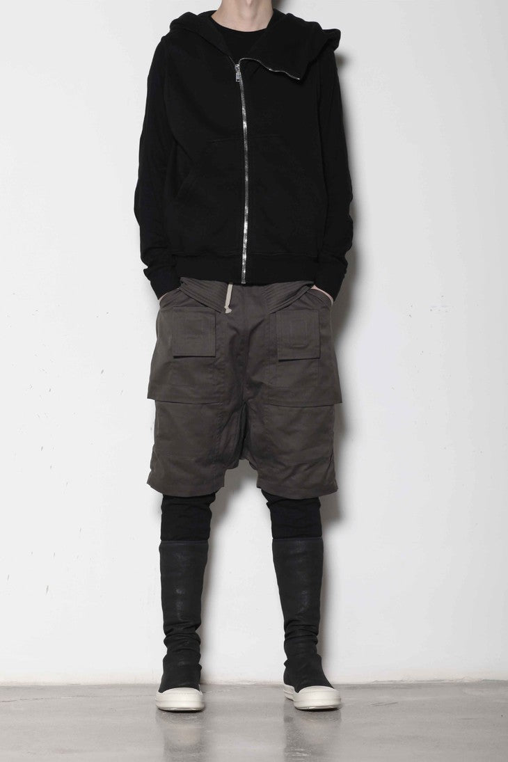 Drkshdw by Rick Owens Woven Sweater-Mountain Zone Hoodie DU17S5286 F 09 Black