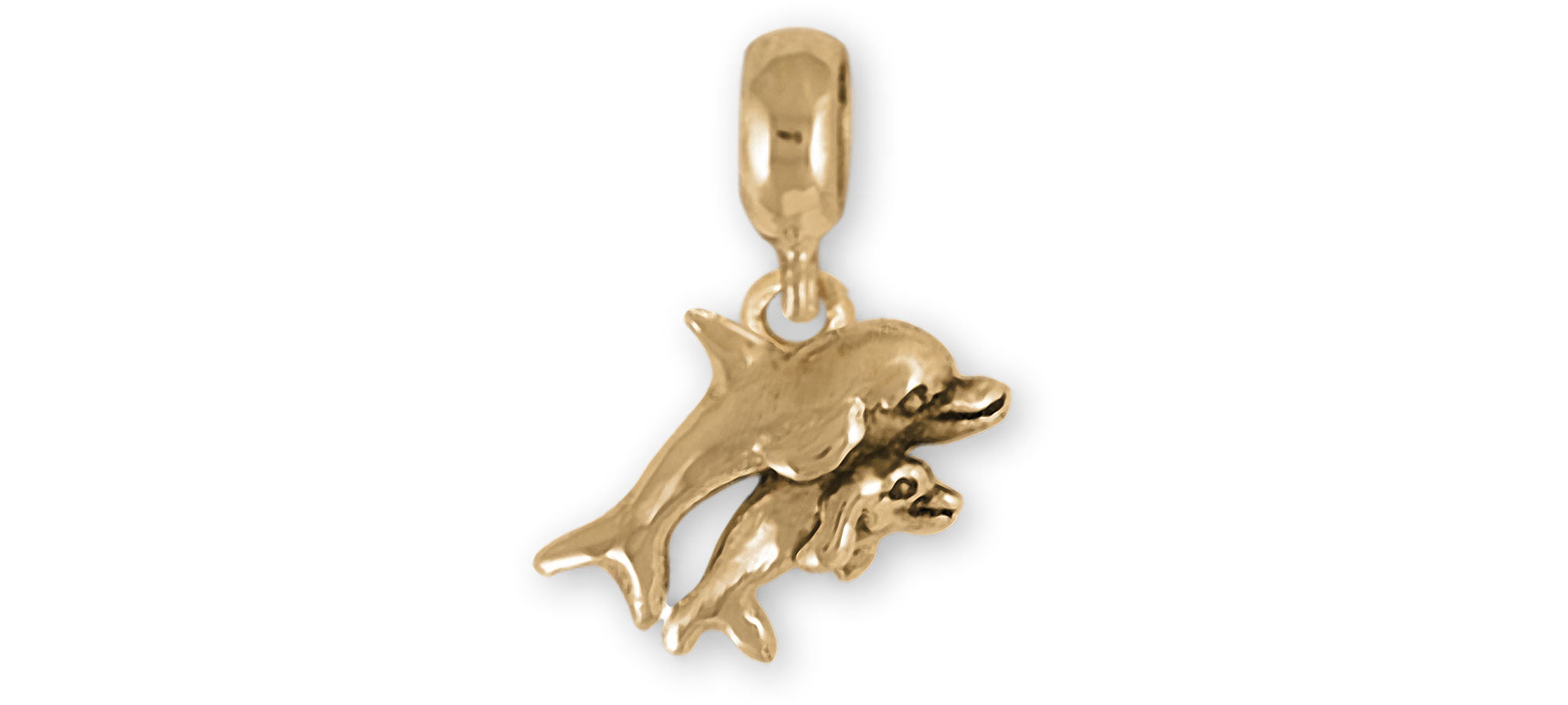 Handmade 14k Yellow Gold Dolphin Charm Slide for Pandora® Bracelet