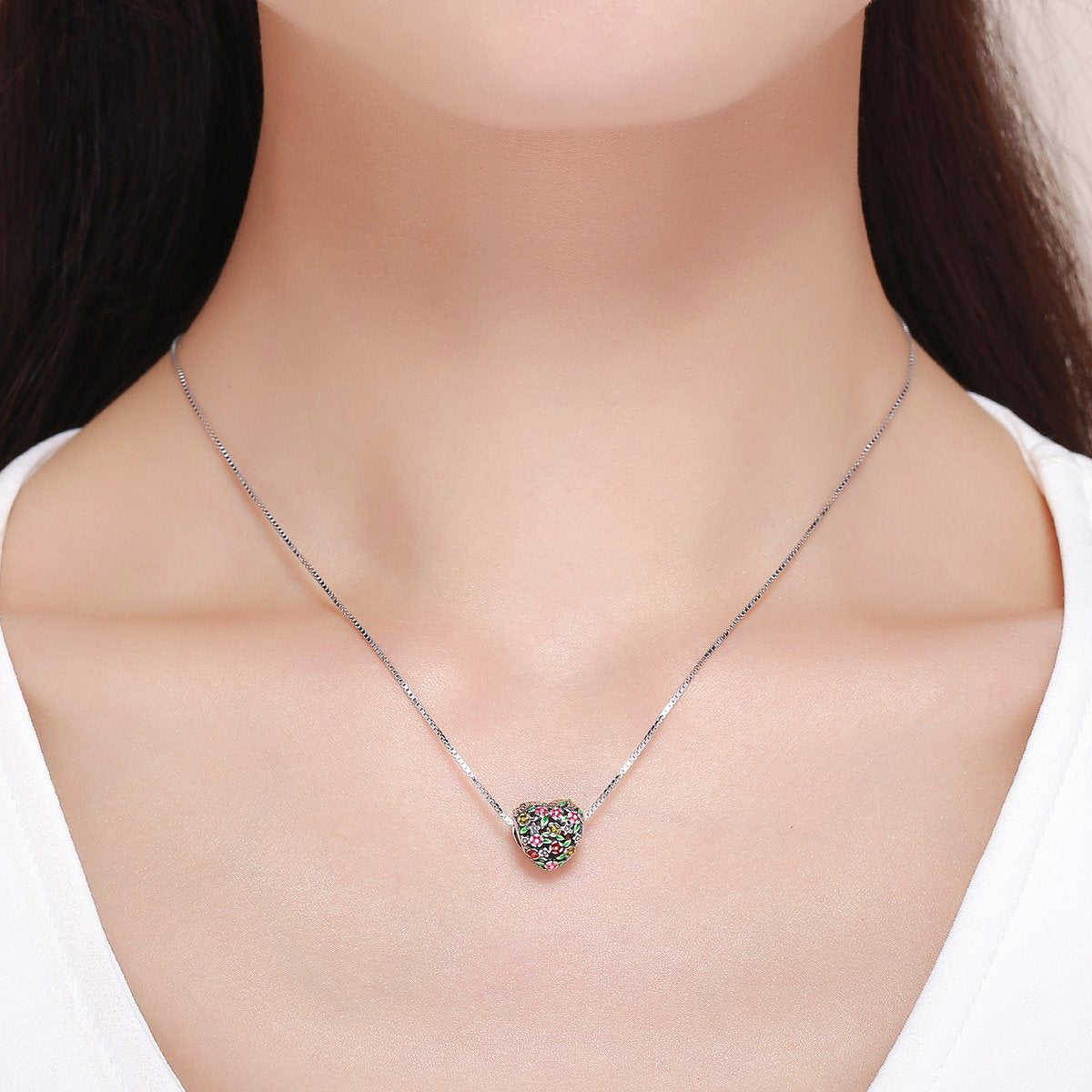 Sterling 925 Silver Rose Garden Pendant for Pandora & European Charm Bracelets