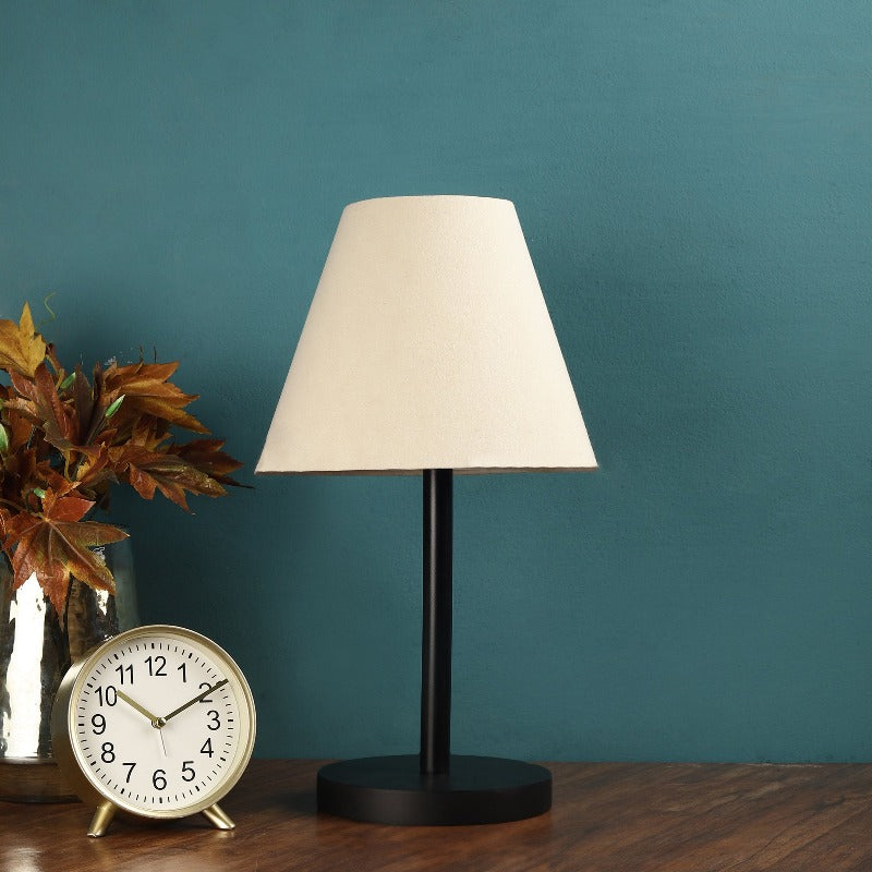 BTR CRAFTS Raven Black Metal Table Lamp with Conical Lampshade for Modern Home Decor