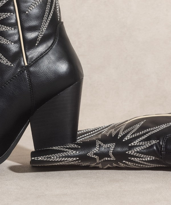 Starburst Embroidery Cowgirl Boots