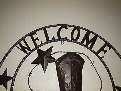 24 Welcome Cowboy Boot Stars Metal Wall Art - Western Home Decor