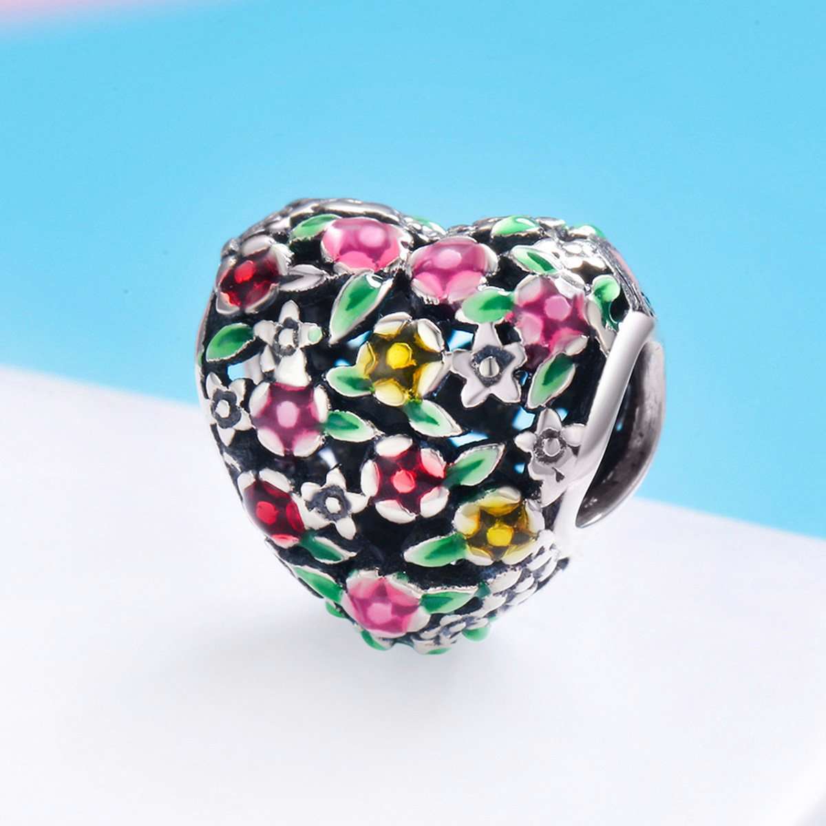 Sterling 925 Silver Rose Garden Pendant for Pandora & European Charm Bracelets