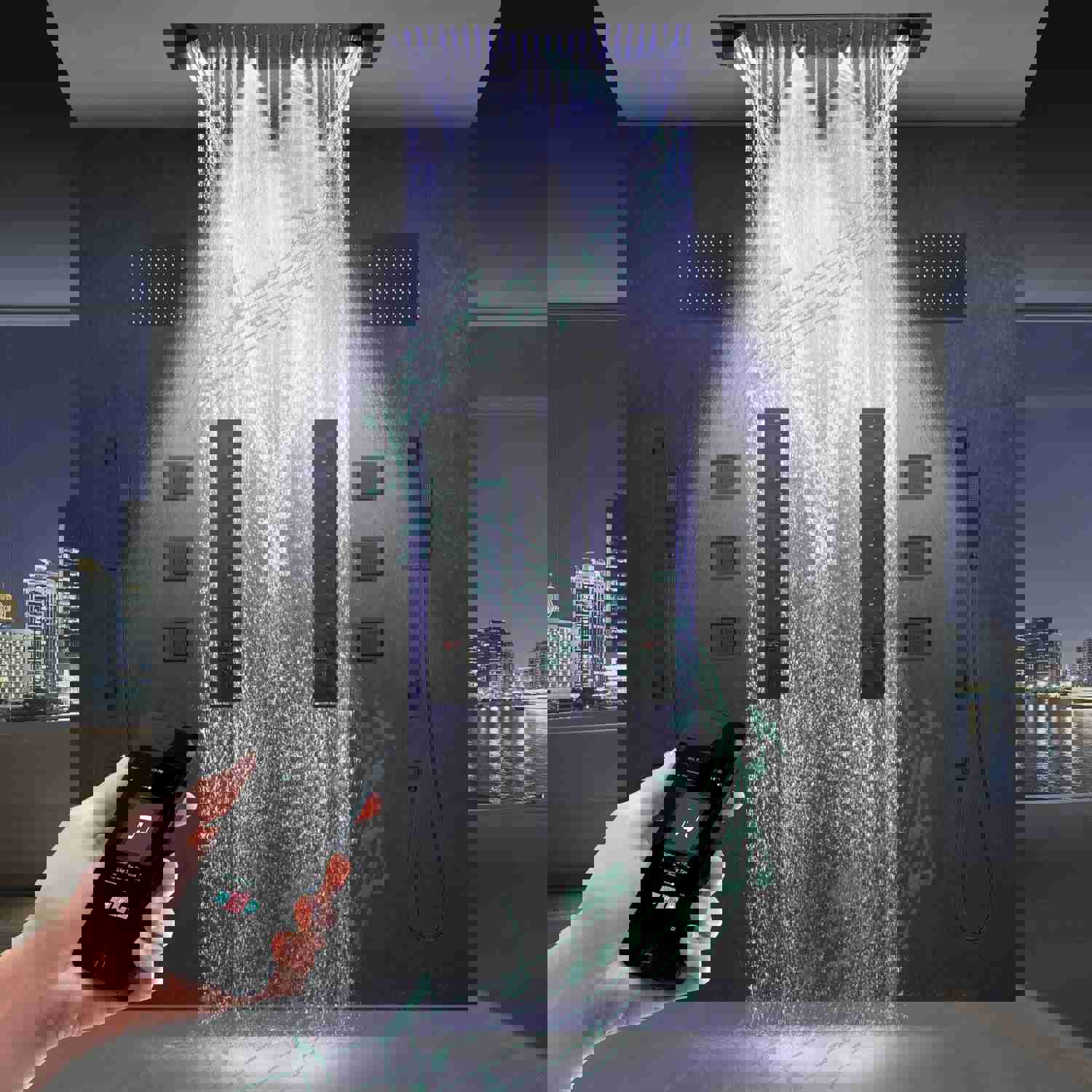 ALAMERE 36 IN DUAL SHOWERHEAD 7 FUNCTIONS COMPLETE LED MUSIC SHOWER SYSTEM