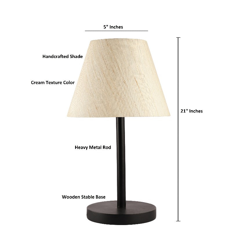 BTR CRAFTS Raven Black Metal Table Lamp with Conical Lampshade for Modern Home Decor