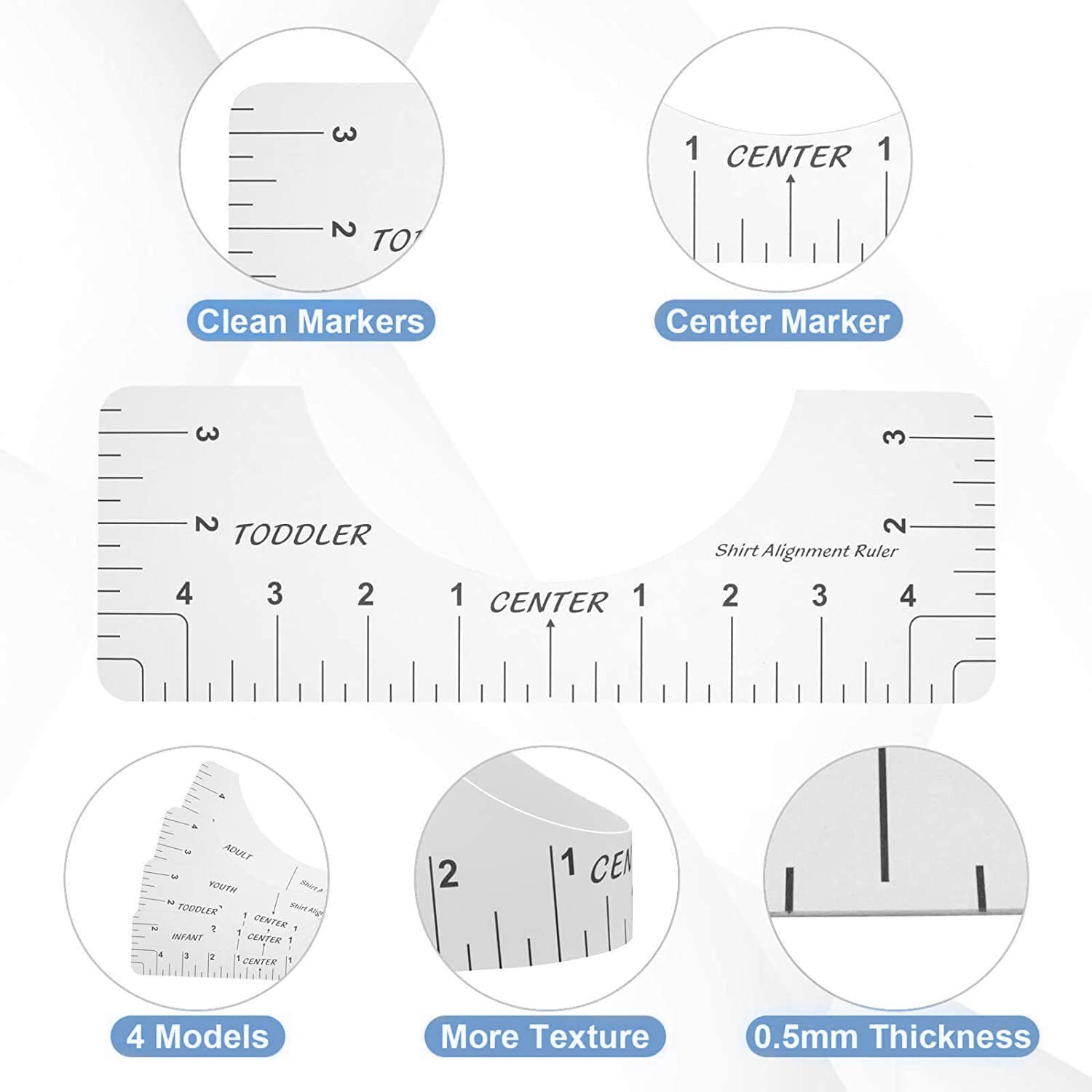 4 Pack T-Shirt Alignment Ruler for Sublimation and Heat Press