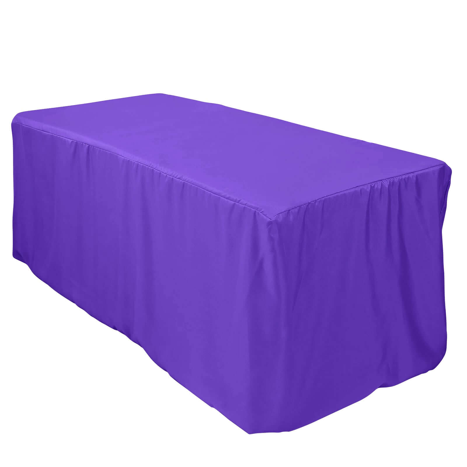6ft Purple Fitted Polyester Rectangular Table Cover