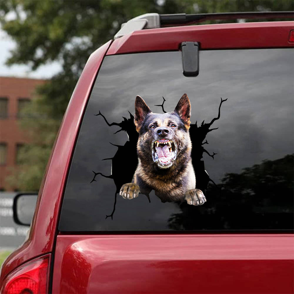 Angry German Shepherd Stickers - Crack Sticker Kawaii Corny Jokes Custom Wall Decal Birthday Gift Ideas