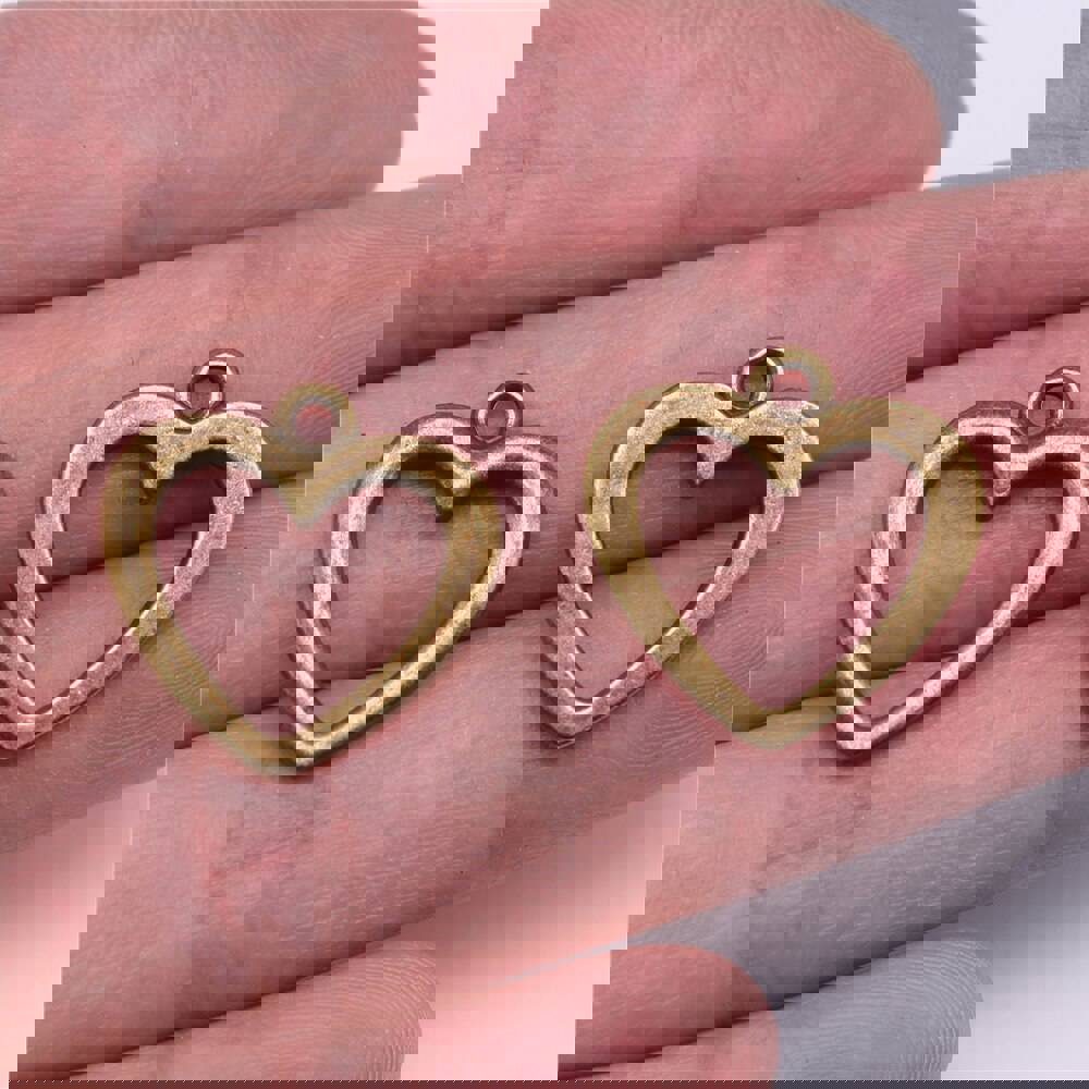 10pcs 20x20mm Hollow Heart Charms Pendants for DIY Jewelry Making