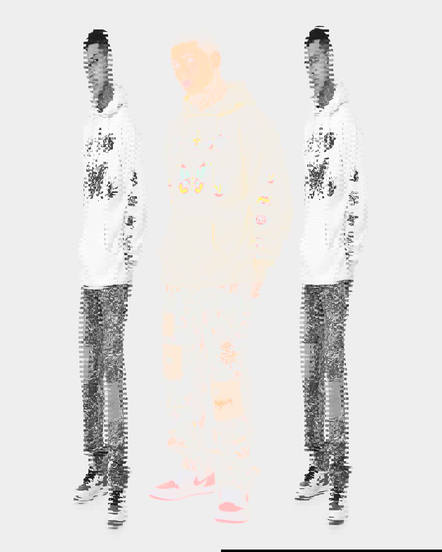 Rats Get Fat Tattoo Print Hoodie Bone